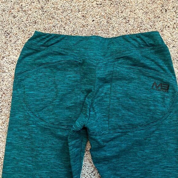 Mini Beast Heathered Teal Workout V-Front Leggings Small - Picture 5 of 6